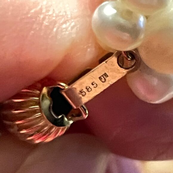 14k Multi Strand Genuine Freshwater Pearl Necklace 16-18" Vintage Showcase Piece - Picture 6 of 11